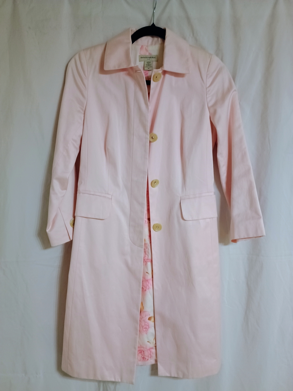 Banana Republic Pastel Pink Single-Breasted Trench Coat